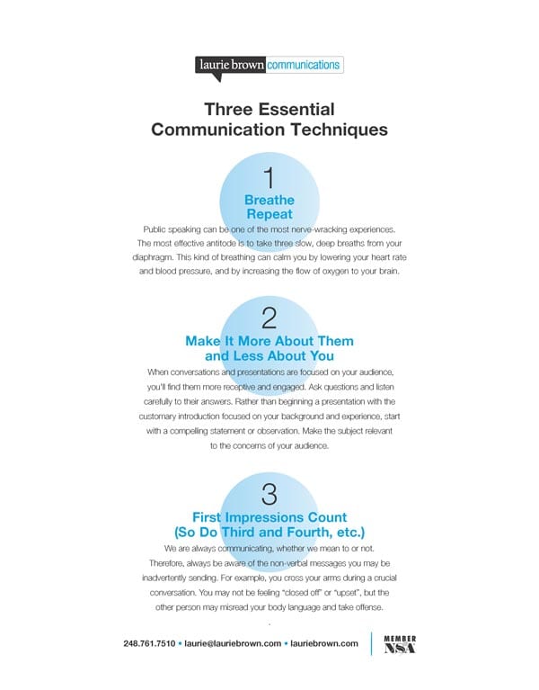 Three Essential Communications Techniques Newsletter  | Laurie Brown Communications